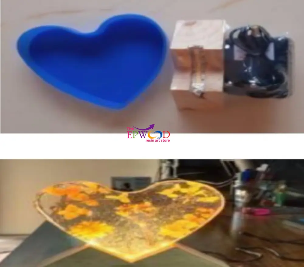 5 INCH HEART WITH WOODEN LED STAND